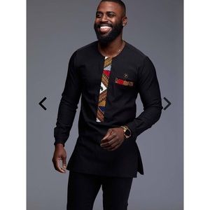 Men’s African print traditional dress shirt